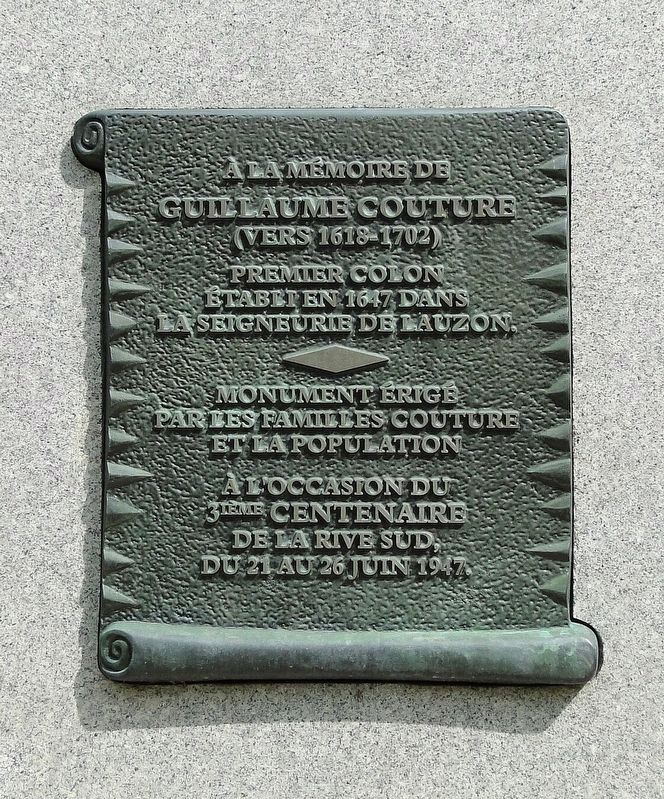 Monument Guillaume-Couture Marker. Click for full size. Monument Guillaume-Couture Marker image. Click for full size.