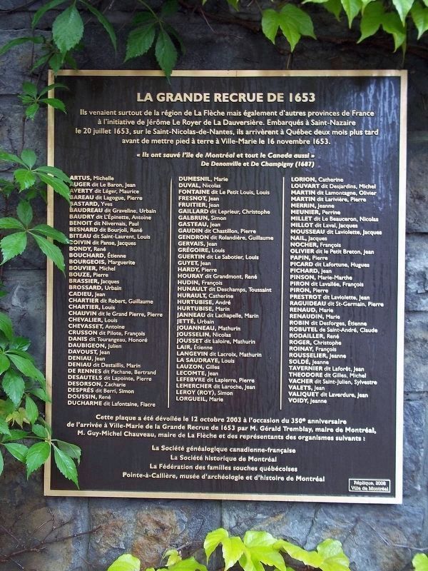 La Grande Recrue de 1653 Marker image. Click for full size.