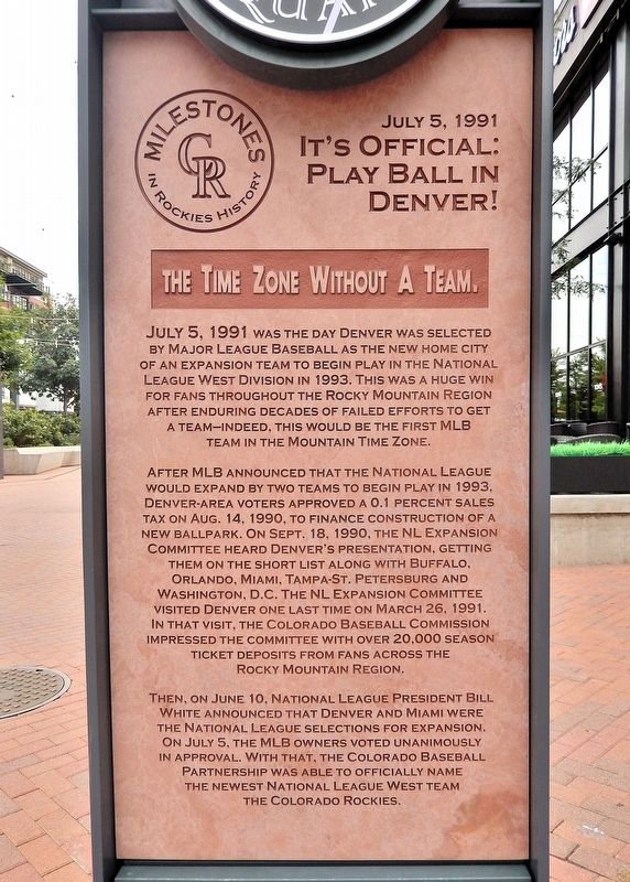 It's Official: Play Ball in Denver! Marker image. Click for full size.
