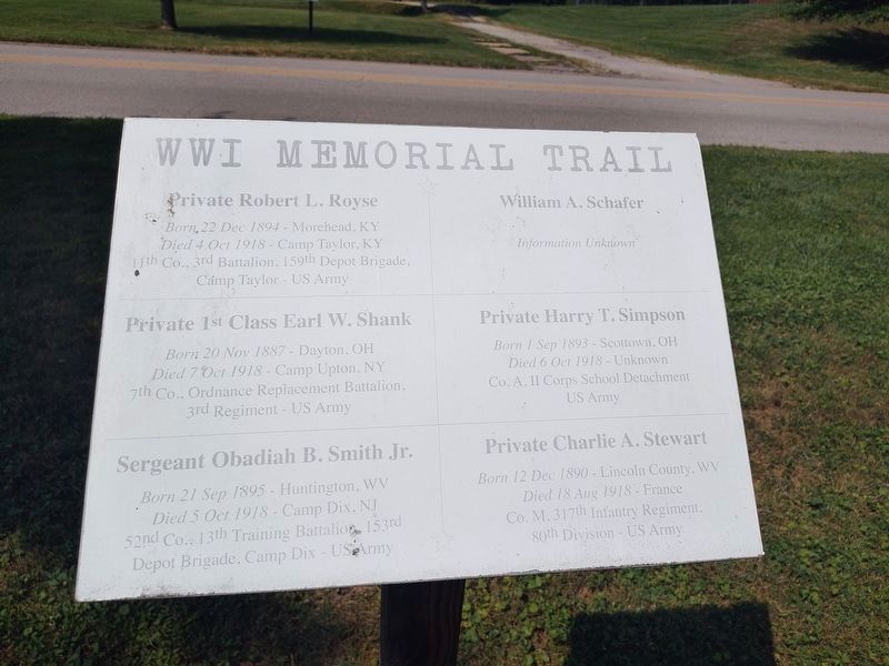 WWI Memorial Trail Marker. Click for full size. WWI Memorial Trail Marker image. Click for full size.