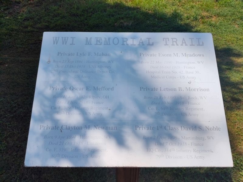 WWI Memorial Trail Marker. Click for full size. WWI Memorial Trail Marker image. Click for full size.