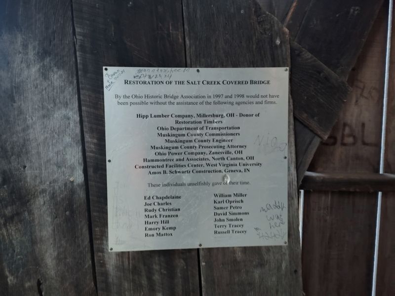 Johnson's Mill/Salt Creek Covered Bridge Marker. Click for full size. Johnson's Mill/Salt Creek Covered Bridge Marker image. Click for full size.