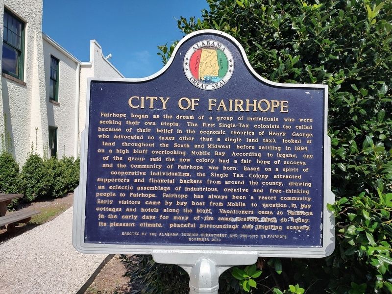 City of Fairhope Marker. Click for full size. City of Fairhope Marker image. Click for full size.