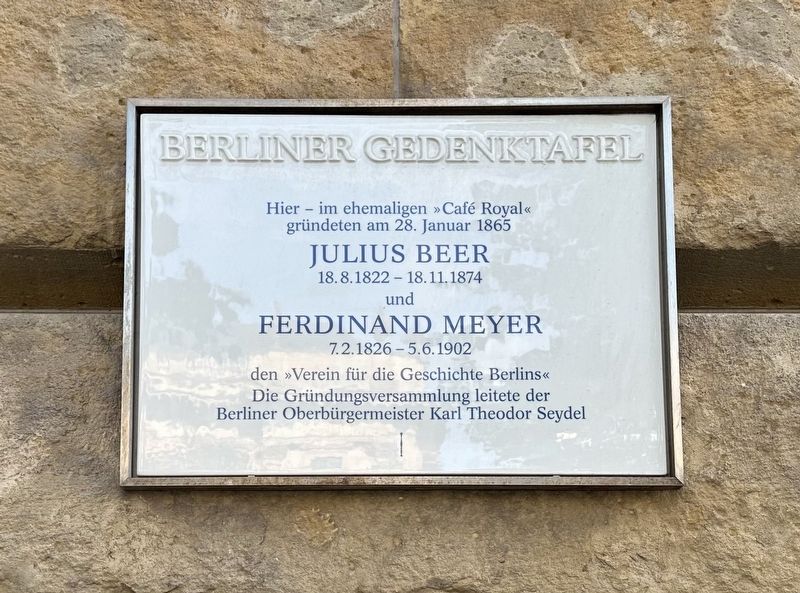 Verein f�r die Geschichte Berlins / Berlin Historical Society Marker image. Click for full size.