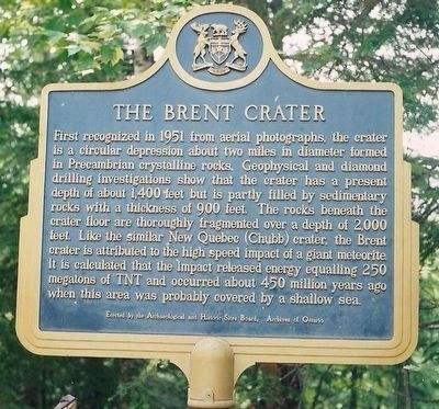 Brent Crater - Marker in 2002. Click for full size. Brent Crater - Marker in 2002 image. Click for full size.