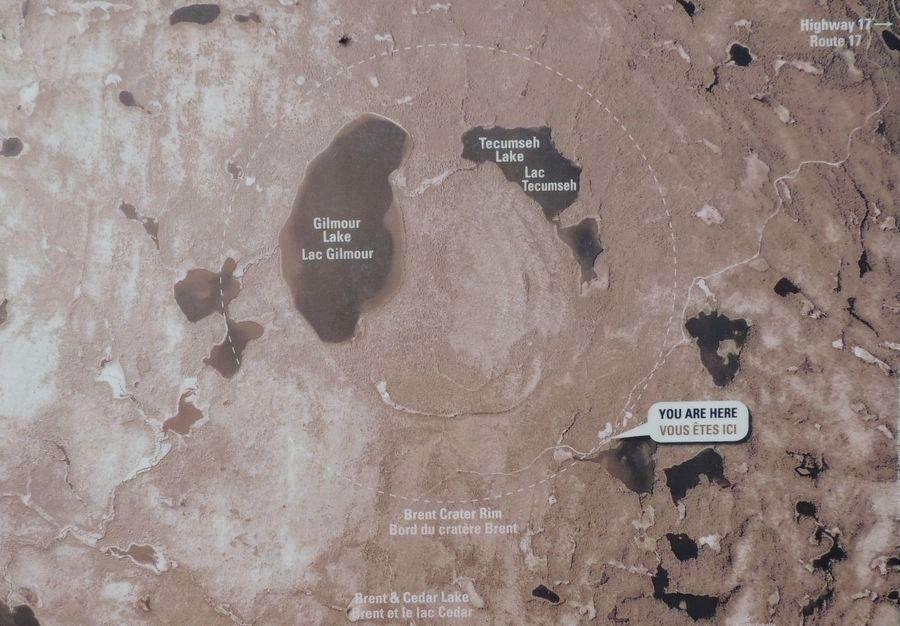 Brent Crater Overview Photo and Map. Click for full size. Brent Crater Overview Photo and Map image. Click for full size.