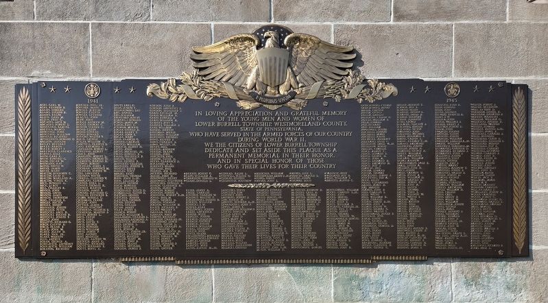 Lower Burrell Township World War II Honor Roll Marker. Click for full size. Lower Burrell Township World War II Honor Roll Marker image. Click for full size.