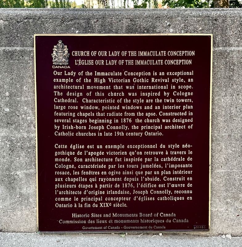 Church of Our Lady of the Immaculate Conception/L��glise Our Lady of the Immaculate Conception Marker image. Click for full size.