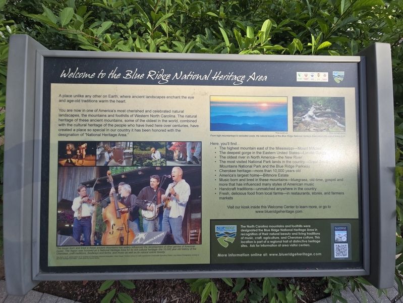 Welcome to the Blue Ridge National Heritage Area Marker. Click for full size. Welcome to the Blue Ridge National Heritage Area Marker image. Click for full size.