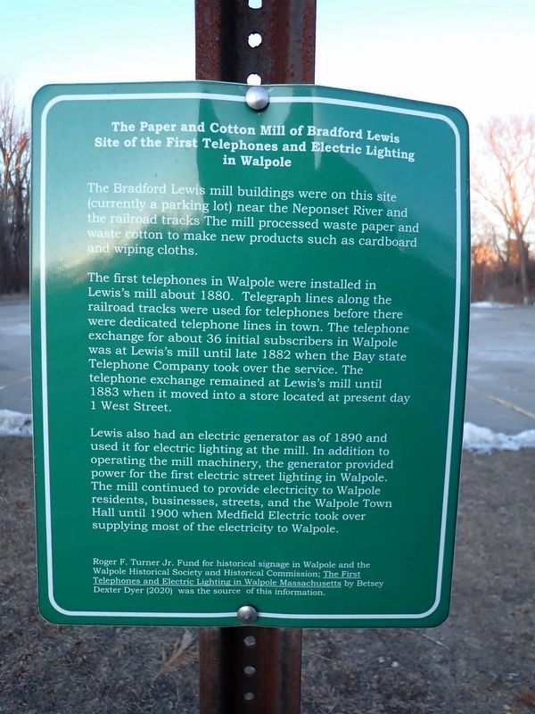 The Paper and Cotton Mill of Bradford Lewis Marker. Click for full size. The Paper and Cotton Mill of Bradford Lewis Marker image. Click for full size.