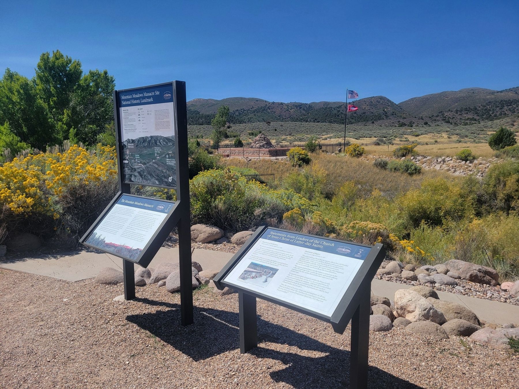 The Mountain Meadows Massacre Marker. Click for full size. The Mountain Meadows Massacre Marker image. Click for full size.