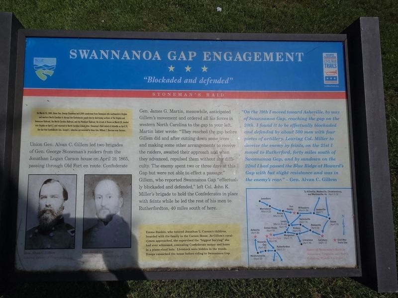 Swannanoa Gap Engagement Marker. Click for full size. Swannanoa Gap Engagement Marker image. Click for full size.