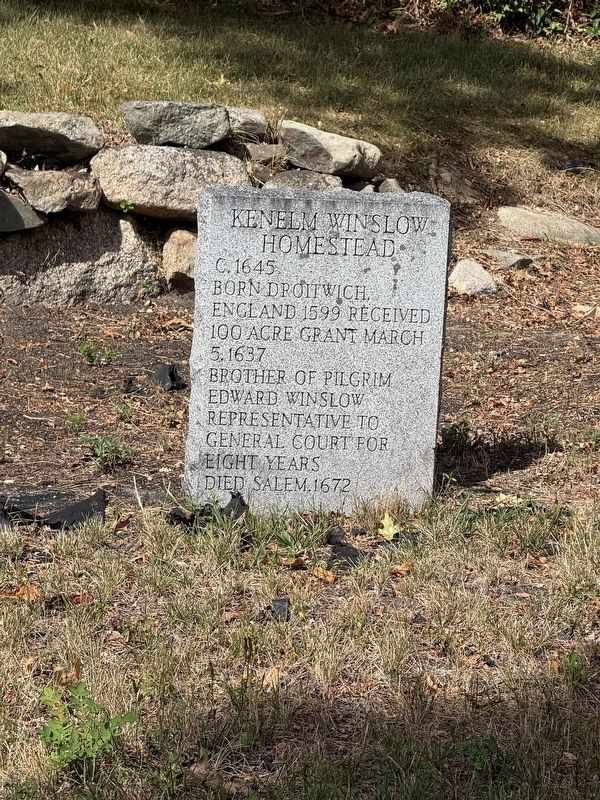 Kenelm Winslow Homestead Marker. Click for full size. Kenelm Winslow Homestead Marker image. Click for full size.
