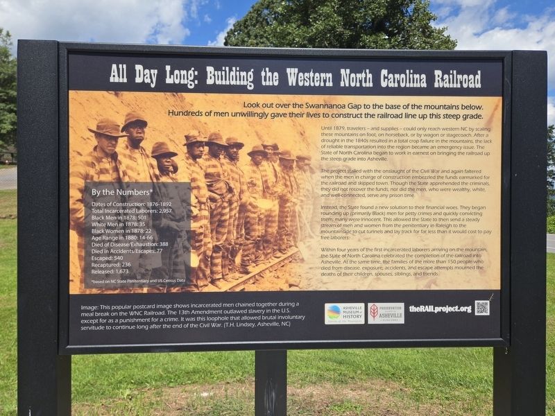 All Day Long: Building the Western North Carolina Railroad Marker. Click for full size. All Day Long: Building the Western North Carolina Railroad Marker image. Click for full size.