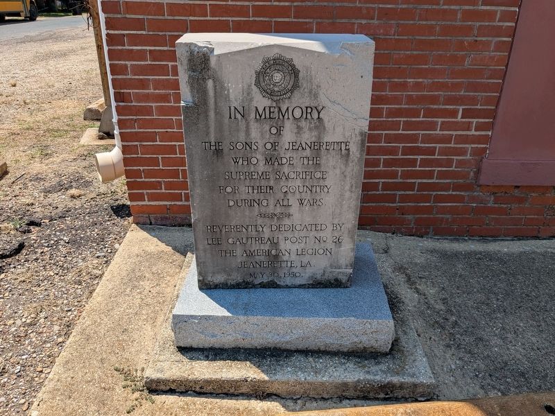 The Sons of Jeanerette Memorial Marker. Click for full size. The Sons of Jeanerette Memorial Marker image. Click for full size.