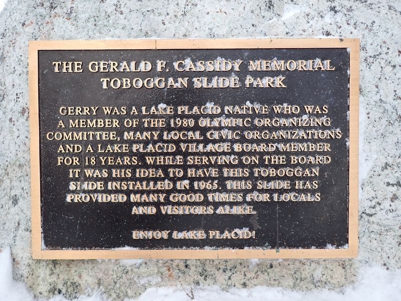 The Gerald F. Cassidy Memorial Toboggan Slide Park Marker image. Click for full size.