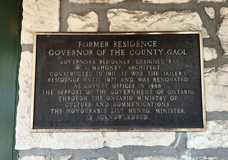 Former Residence Governor of the County Gaol Marker. Click for full size. Former Residence Governor of the County Gaol Marker image. Click for full size.