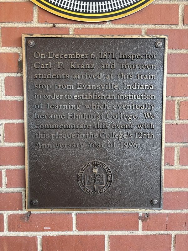 Carl F. Kranz and Elmhurst College Marker image. Click for full size.