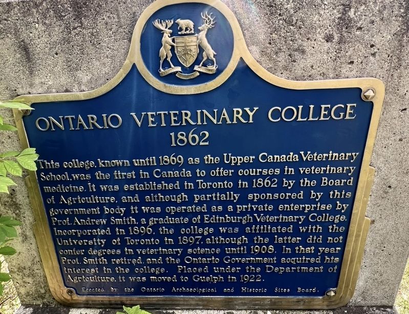 Ontario Veterinary College Marker. Click for full size. Ontario Veterinary College Marker image. Click for full size.