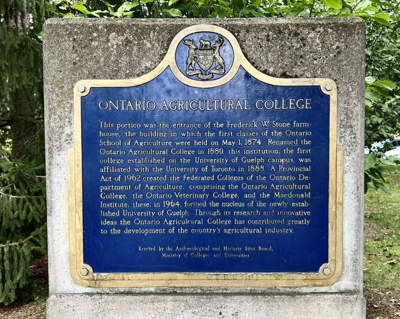 Ontario Agricultural College Marker. Click for full size. Ontario Agricultural College Marker image. Click for full size.