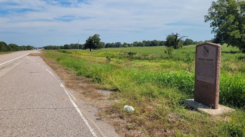 The view of the Boggy Depot Marker along the street. Click for full size. The view of the Boggy Depot Marker along the street image. Click for full size.