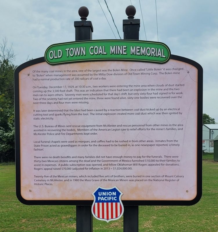 Old Town Coal Mine Memorial. Click for full size. Old Town Coal Mine Memorial image. Click for full size.