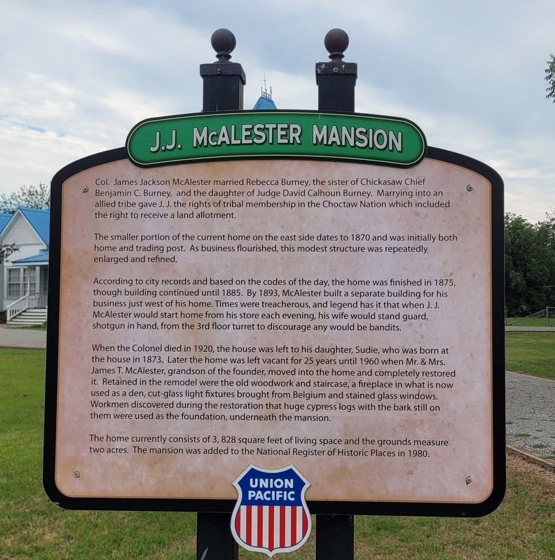 J.J. McAlester Mansion Marker. Click for full size. J.J. McAlester Mansion Marker image. Click for full size.