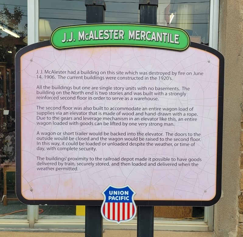 J.J. McAlester Mercantile Marker. Click for full size. J.J. McAlester Mercantile Marker image. Click for full size.