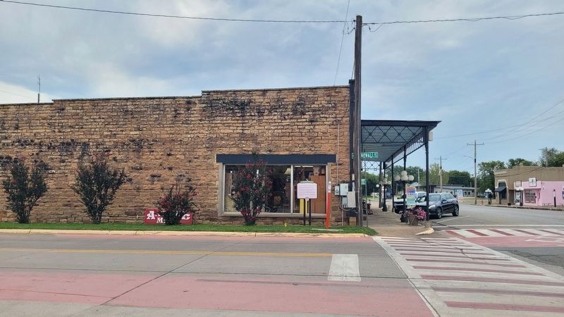The view of the J.J. McAlester Mercantile and Marker from across Krebs Ave. Click for full size. The view of the J.J. McAlester Mercantile and Marker from across Krebs Ave image. Click for full size.
