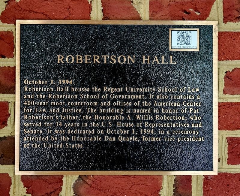 Robertson Hall Marker. Click for full size. Robertson Hall Marker image. Click for full size.