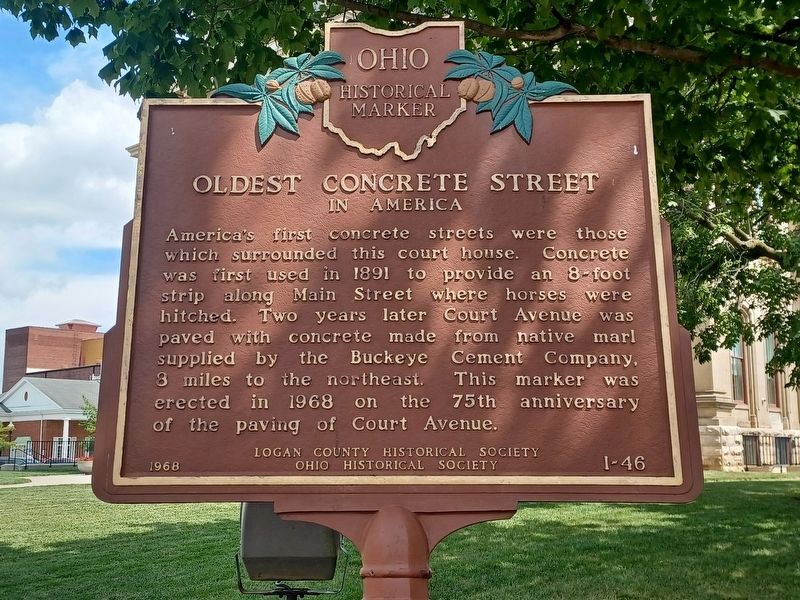 Oldest Concrete Street in America Marker. Click for full size. Oldest Concrete Street in America Marker image. Click for full size.