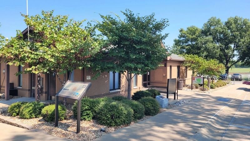 The view of the marker at the cemetery office image. Click for full size.