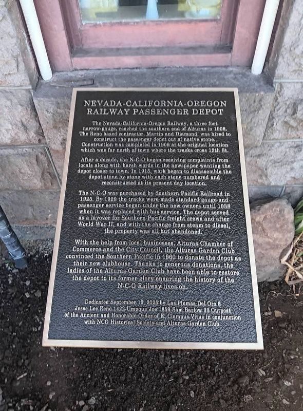 Nevada - California - Oregon Railway Passenger Depot Marker. Click for full size. Nevada - California - Oregon Railway Passenger Depot Marker image. Click for full size.