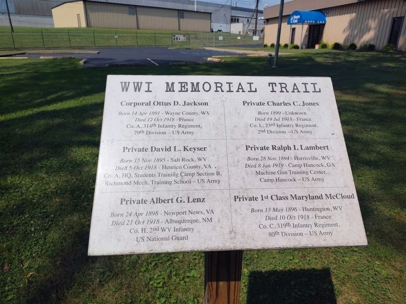 WWI Memorial Trail Marker. Click for full size. WWI Memorial Trail Marker image. Click for full size.