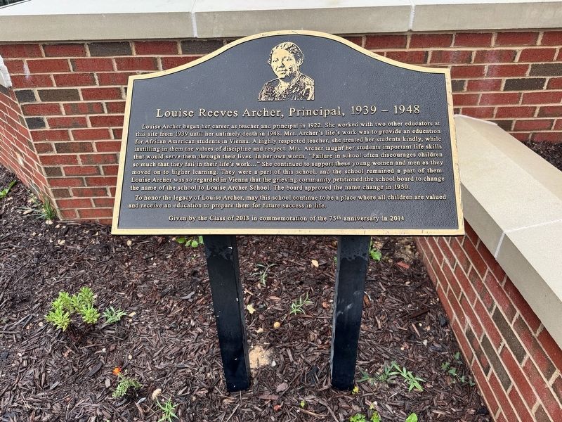 Louise Reeves Archer, Principal, 1939-1948 Marker. Click for full size. Louise Reeves Archer, Principal, 1939-1948 Marker image. Click for full size.