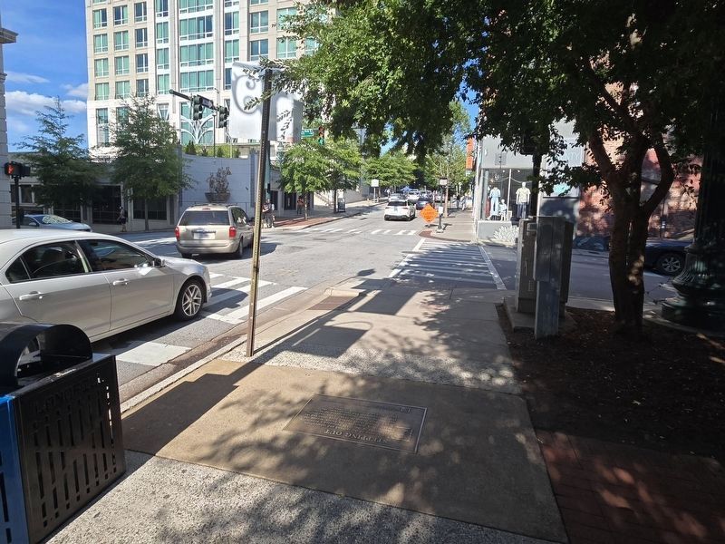 Stepping Out Marker looking East along Patton Ave at S. Lexington Ave. intersection. Click for full size. Stepping Out Marker looking East along Patton Ave at S. Lexington Ave. intersection image. Click for full size.