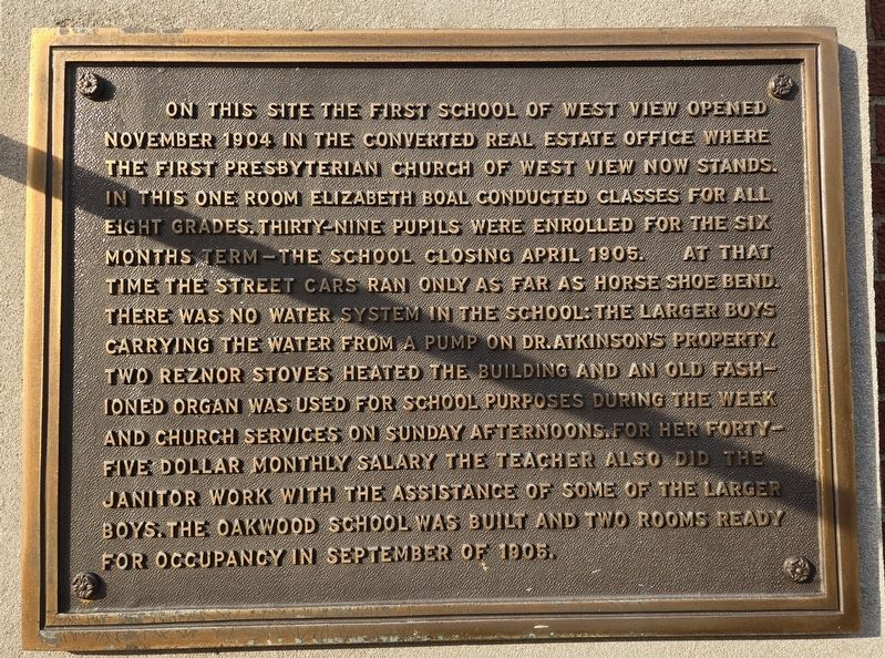 First School of West View Marker image. Click for full size.