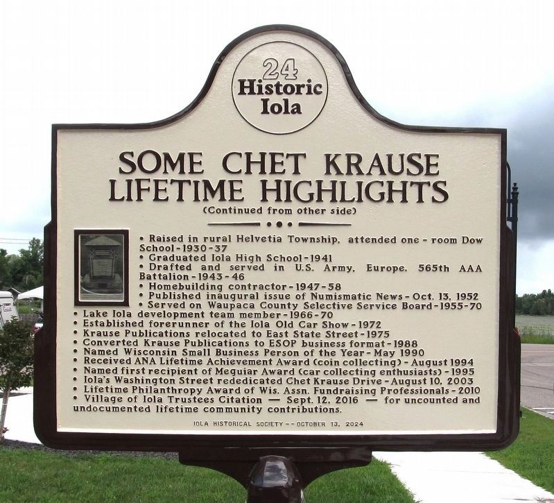 "I�m Chet" / Some Chet Krause Lifetime Highlights Marker Reverse image. Click for full size.