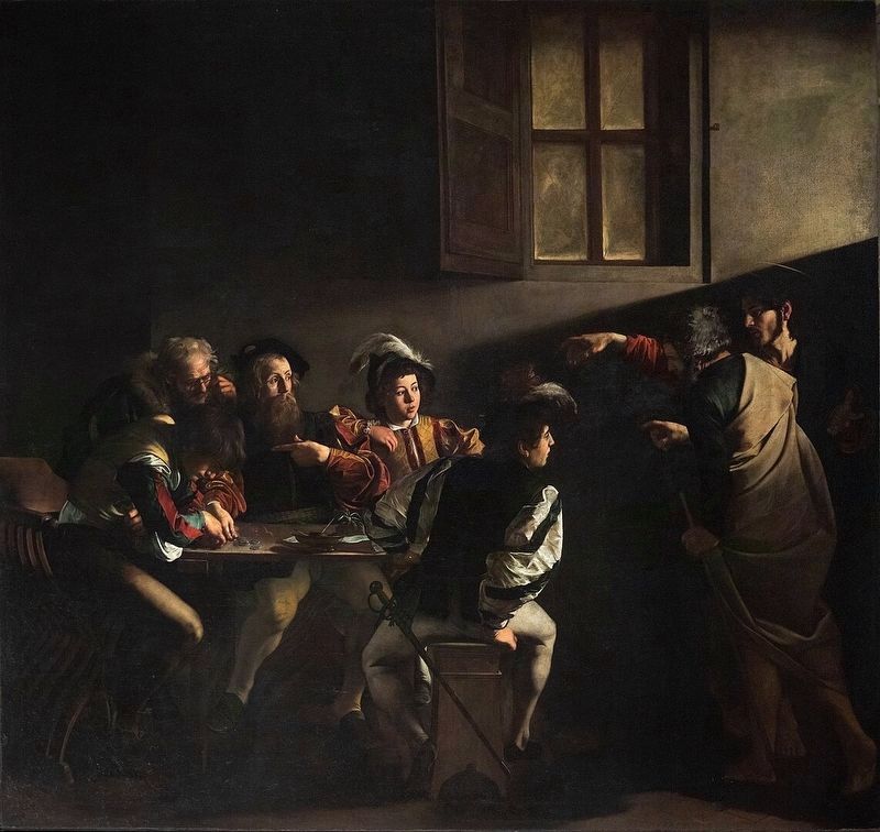 Caravaggio's <i>The Calling of St. Matthew</i> image. Click for full size.