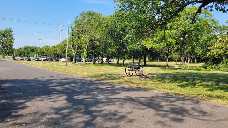 The view of the Fire Fighting Cannon and Marker from the park. Click for full size. The view of the Fire Fighting Cannon and Marker from the park image. Click for full size.