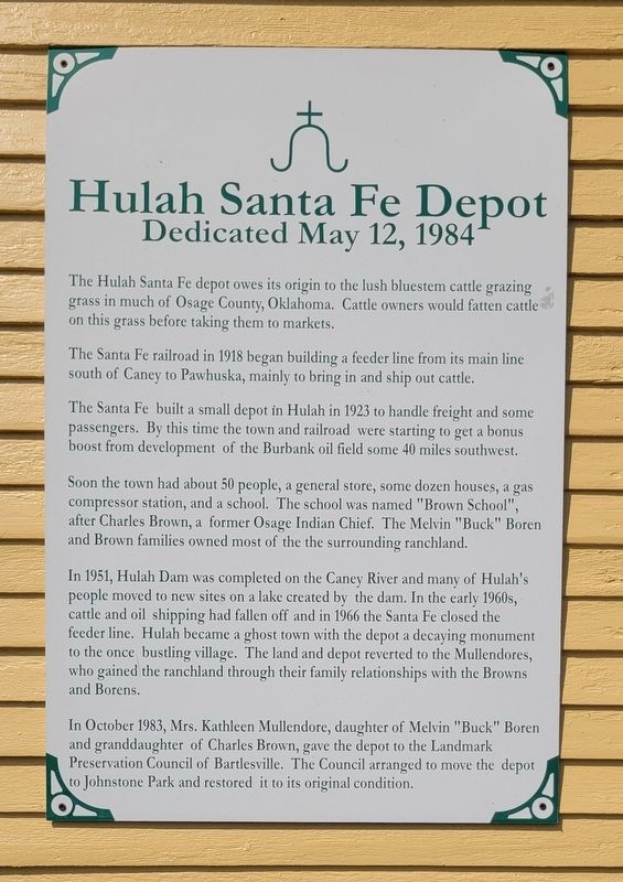Hulah Santa Fe Depot Marker image. Click for full size.