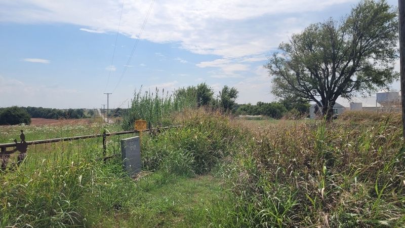 The view of the Original Town Site of Roxana Marker slightly hidden in the high grass image. Click for full size.