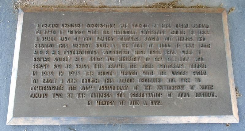 200th Anniversary of South Canaan Township Settlement Marker. Click for full size. 200th Anniversary of South Canaan Township Settlement Marker image. Click for full size.