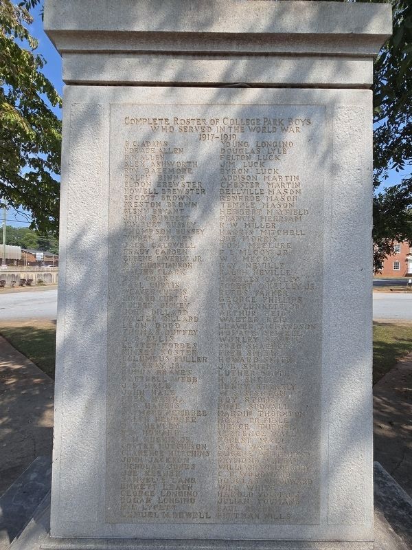 Complete Roster of College Park Boys Who Served in the World War image. Click for full size.