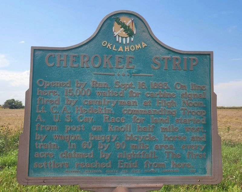 Cherokee Strip Marker. Click for full size. Cherokee Strip Marker image. Click for full size.
