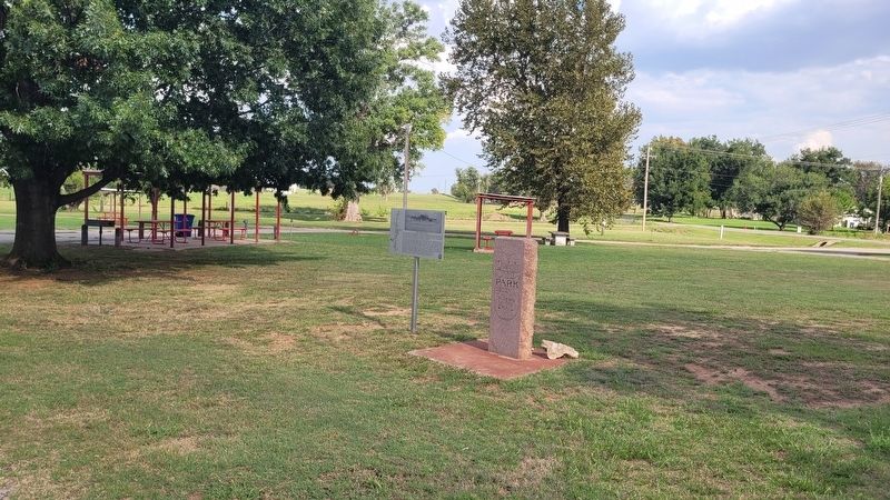 The Red Fork Ranch Marker in the park. Click for full size. The Red Fork Ranch Marker in the park image. Click for full size.