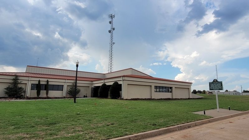 The view of the marker in front of the Cimarron Electric Cooperative Service Center. Click for full size. The view of the marker in front of the Cimarron Electric Cooperative Service Center image. Click for full size.