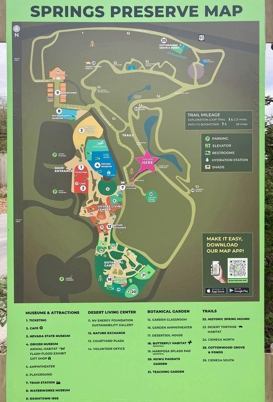 Springs Preserve Map. Click for full size. Springs Preserve Map image. Click for full size.