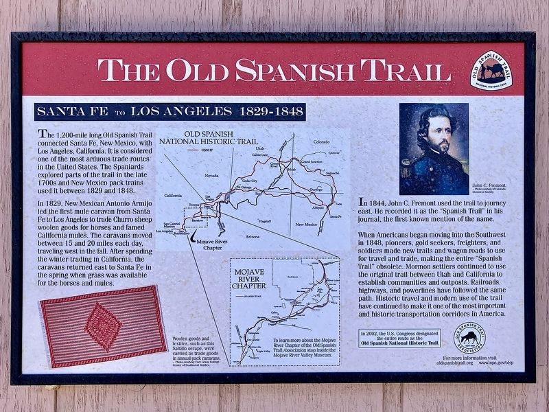 Old Spanish Trail Marker. Click for full size. Old Spanish Trail Marker image. Click for full size.