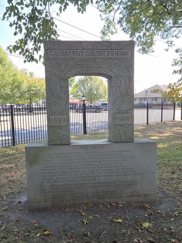 Full view of Georgia Baptist Home marker and archway. Click for full size. Full view of Georgia Baptist Home marker and archway image. Click for full size.